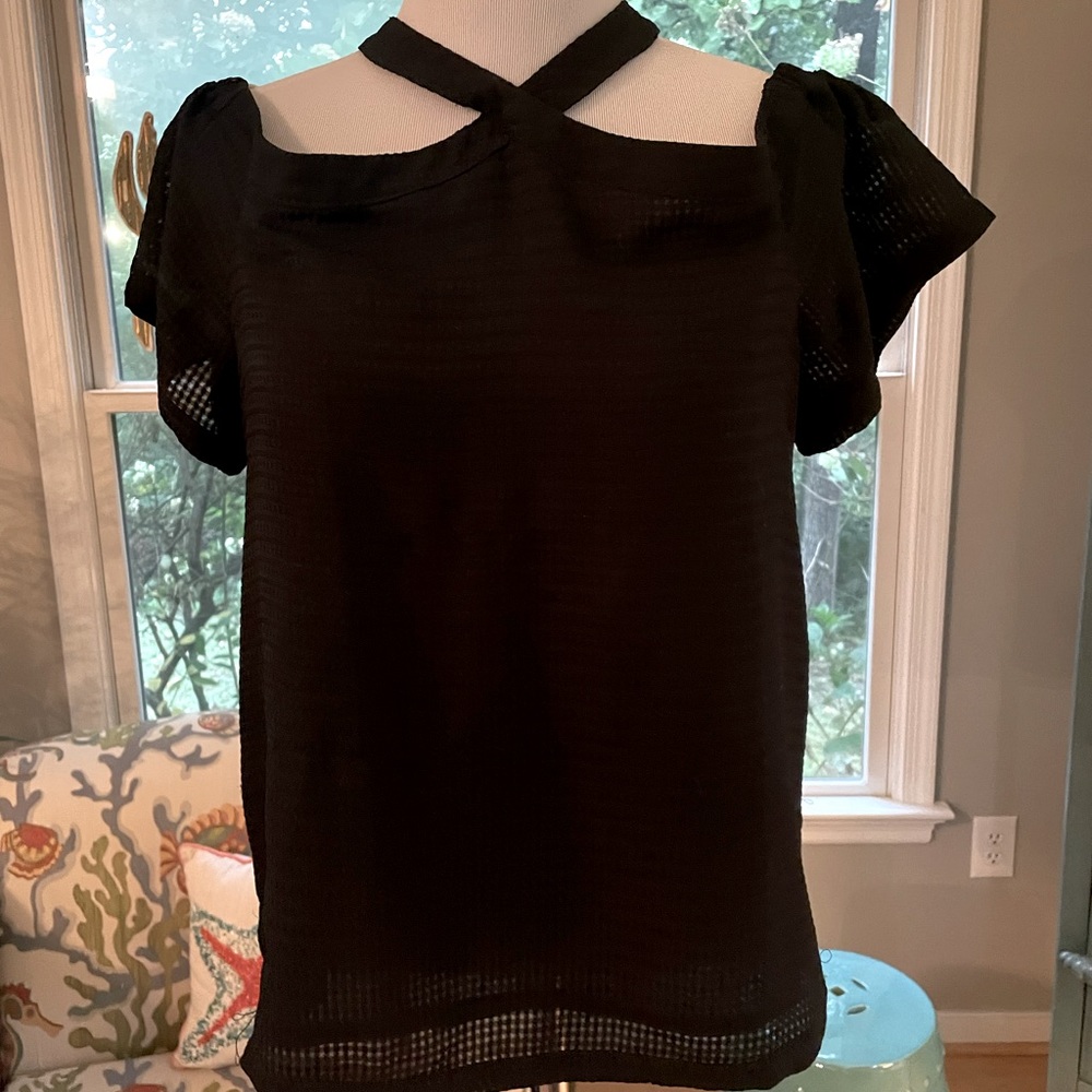 Loft Blouse. Size Large. Lined. Black. Very pretty. Off shoulder. Flattering